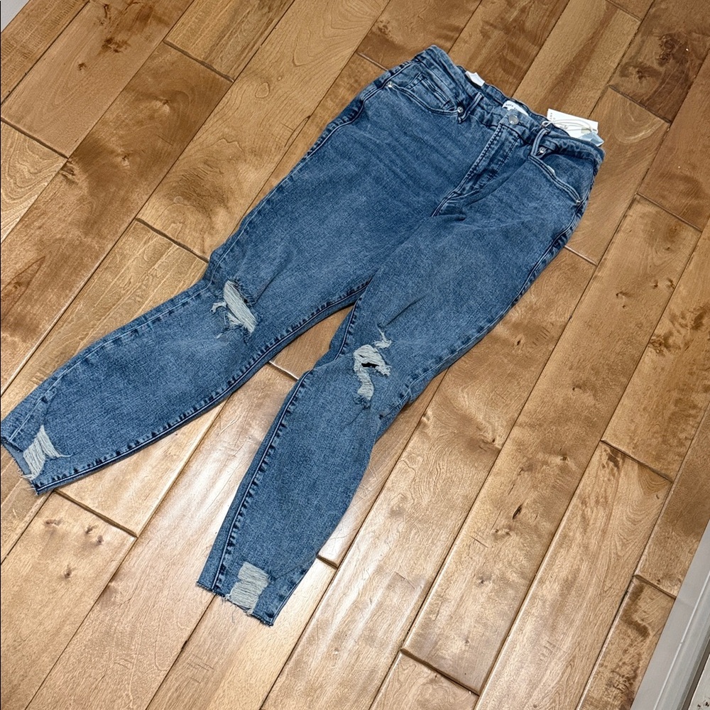 Good American Blue Ripped Skinny Jeans